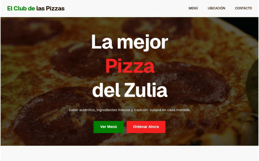 Web para pizzería "El Club de las Pizzas"